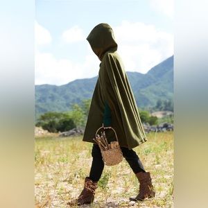 All Sizes — Modern Green Cloak/Poncho With Hood